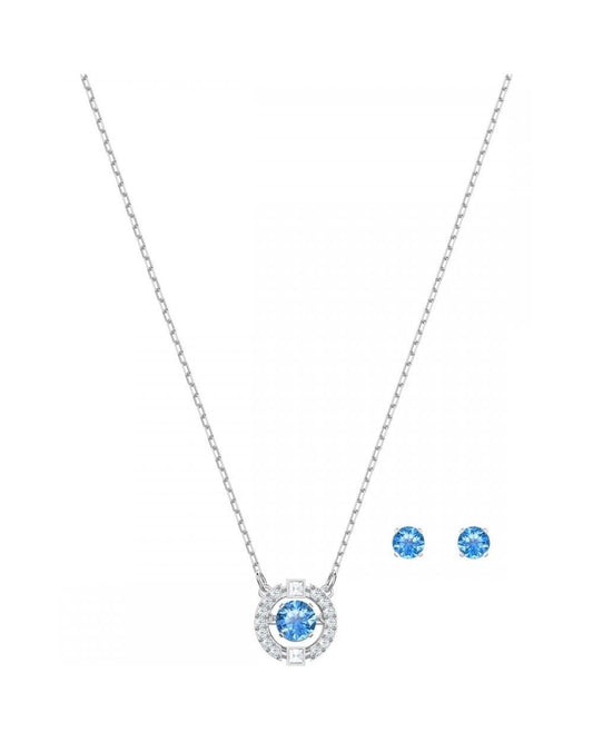 Sparkling Dance Round Set, Blue, Rhodium Plating