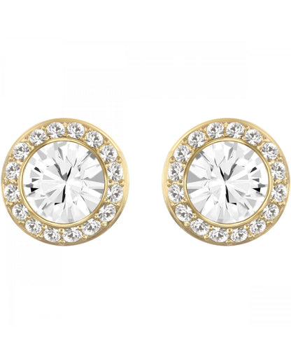 Angelic Stud Pierced Earrings- White and Gold Tone