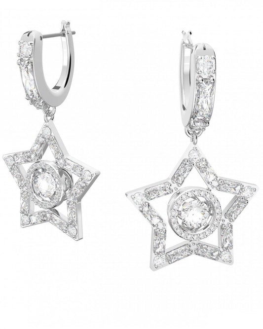 Stella Hoop Earrings - Rhodium Plated