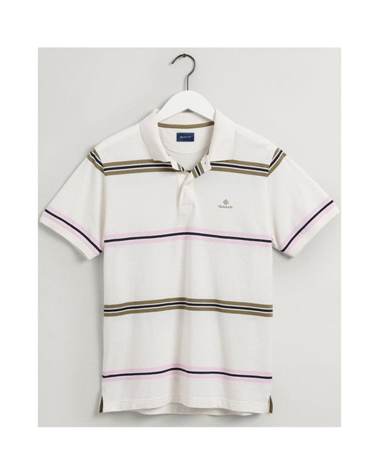 Narrow Stripe Pique Short Sleeve Rugger