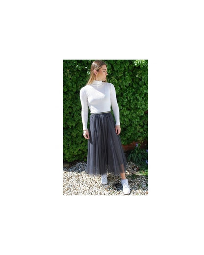 Tulle Layer Skirt Charcoal Grey - Large