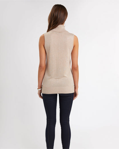 Luxury Sleeveless Roll Neck