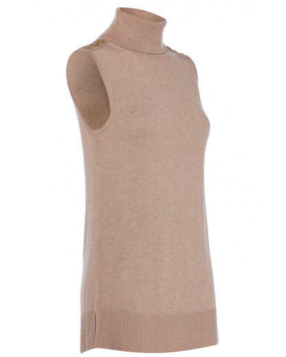 Luxury Sleeveless Roll Neck