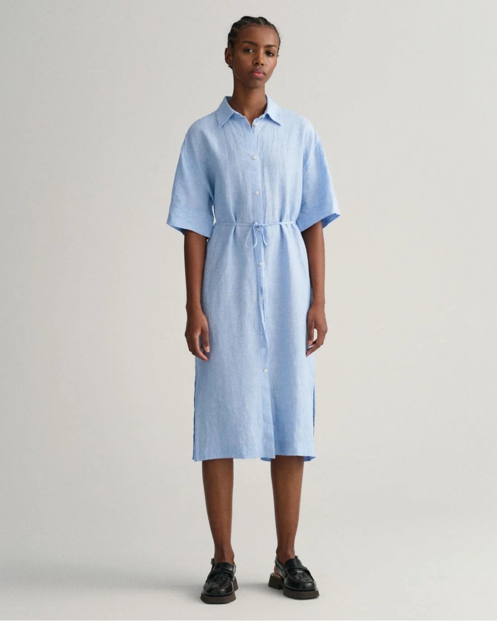 Linen Short Sleeve Shirt Dress