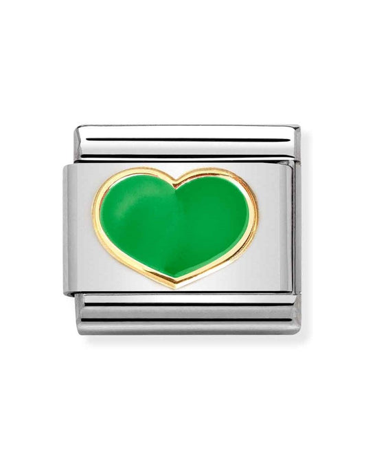 Composable Classic Link - Green Heart with Gold