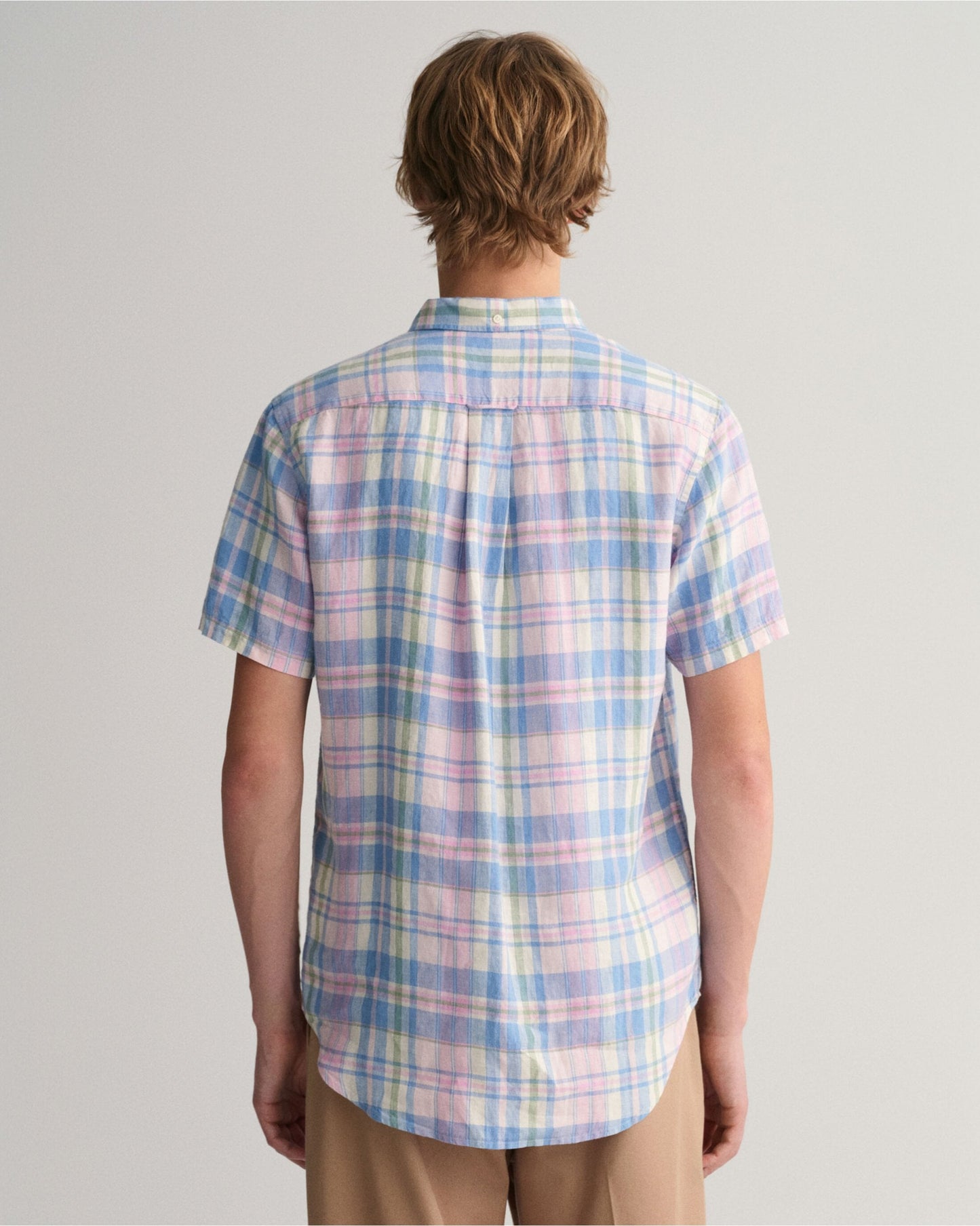 Regular Fit Linen Madras Short Sleeve Shirt