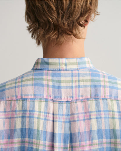 Regular Fit Linen Madras Short Sleeve Shirt