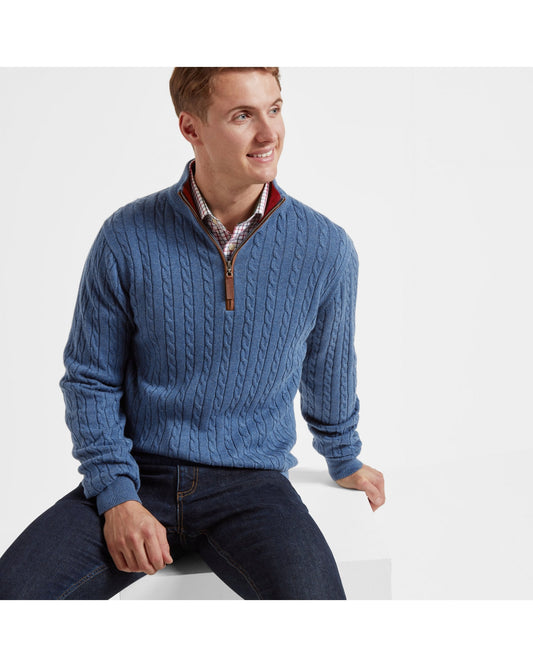 Cotton Cashmere Cable 1/4 Zip Jumper