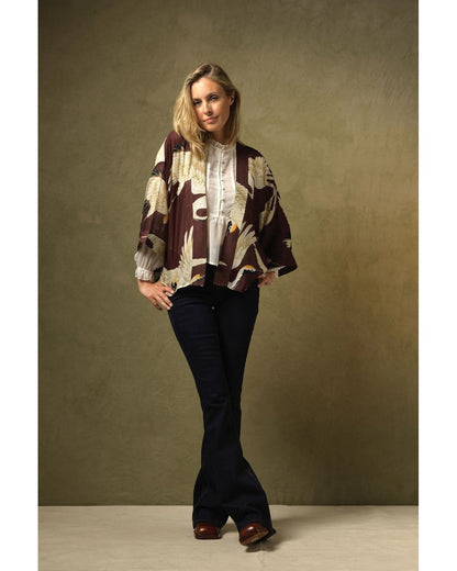 Stork Burgundy Kimono