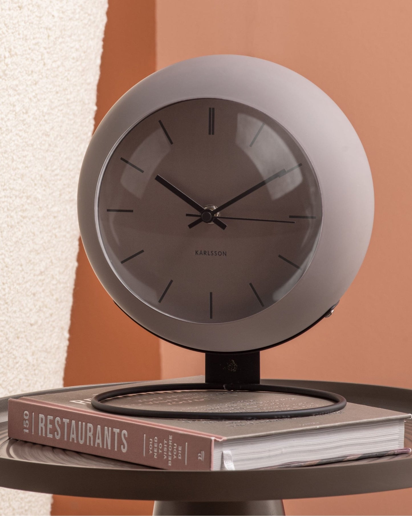 Table Clock Nirvana Globe Dark Warm Grey