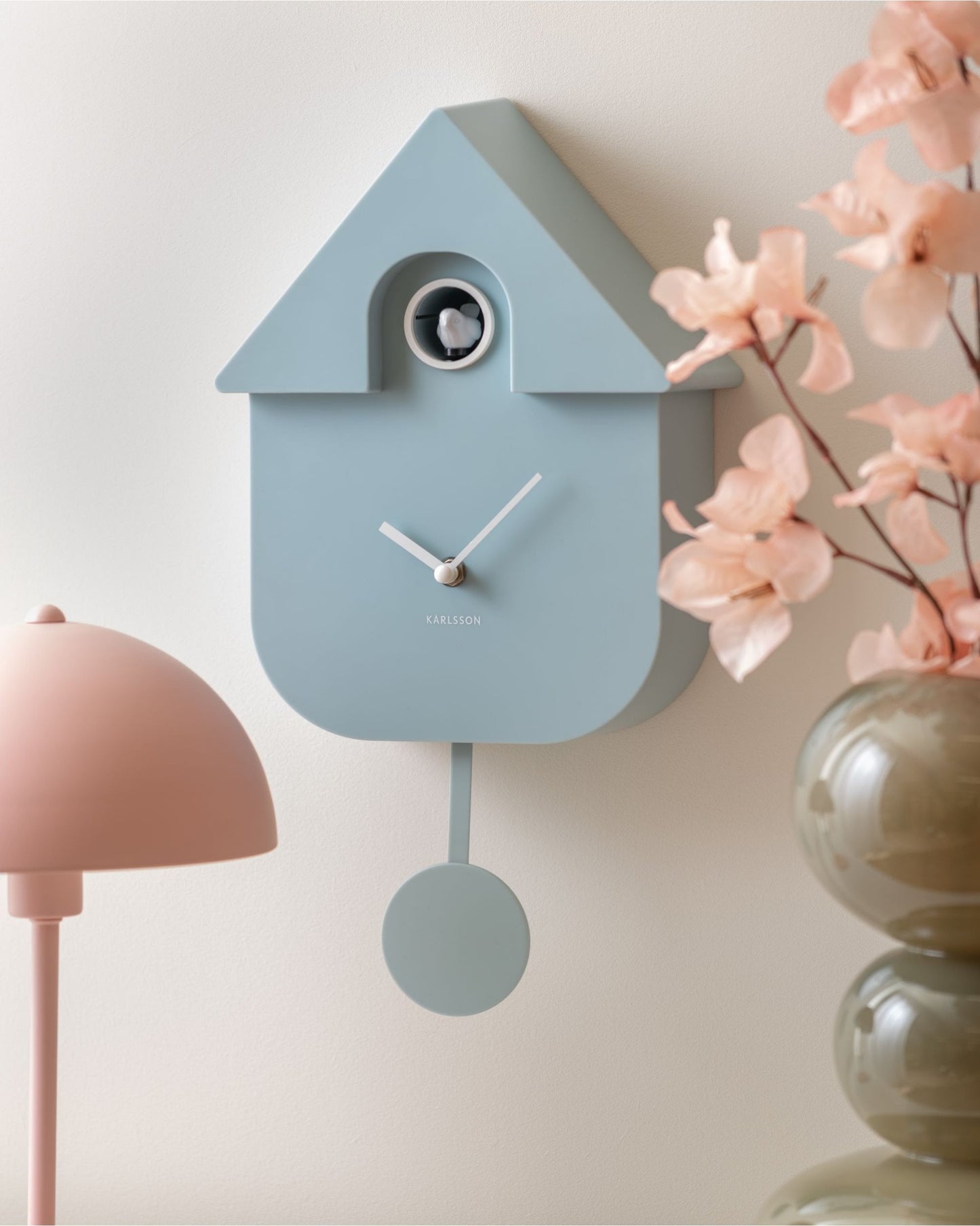 Wall Clock Modern Cuckoo Soft Blue