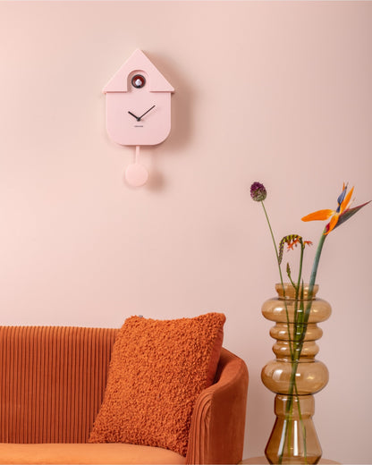 Wall Clock Modern Cuckoo Soft Pink