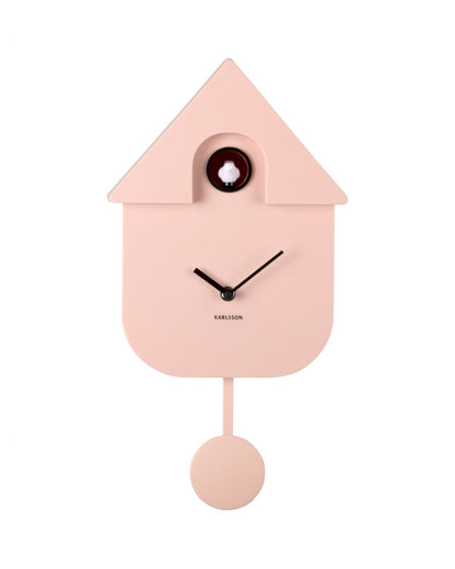 Wall Clock Modern Cuckoo Soft Pink