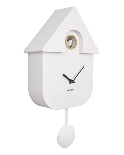 Wall Clock Modern Cuckoo White