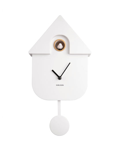 Wall Clock Modern Cuckoo White