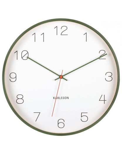 Wall Clock Joy Wood With Dark Green Accents