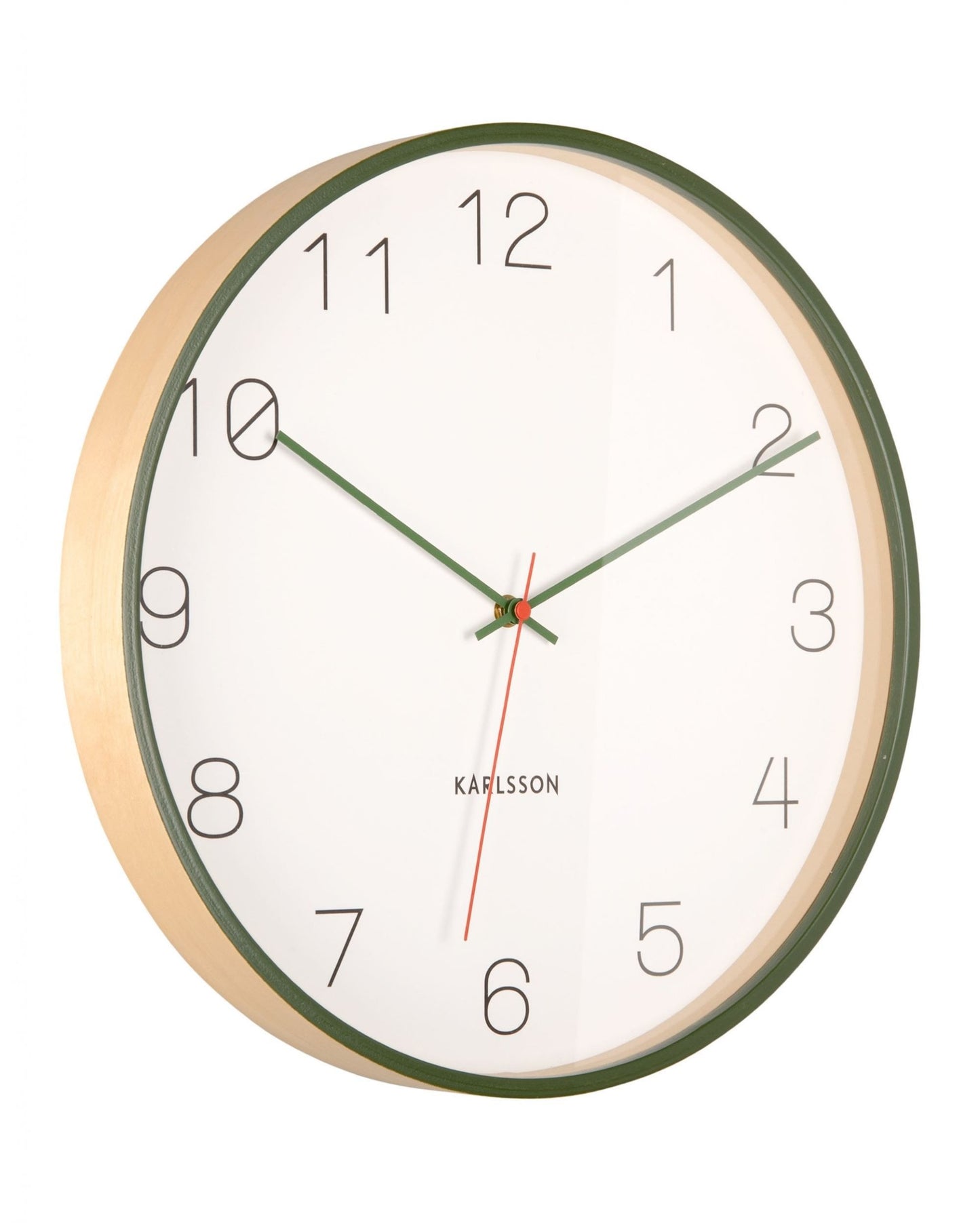 Wall Clock Joy Wood With Dark Green Accents