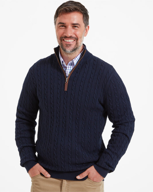 Cotton Cashmere Cable 1/4 Zip Jumper