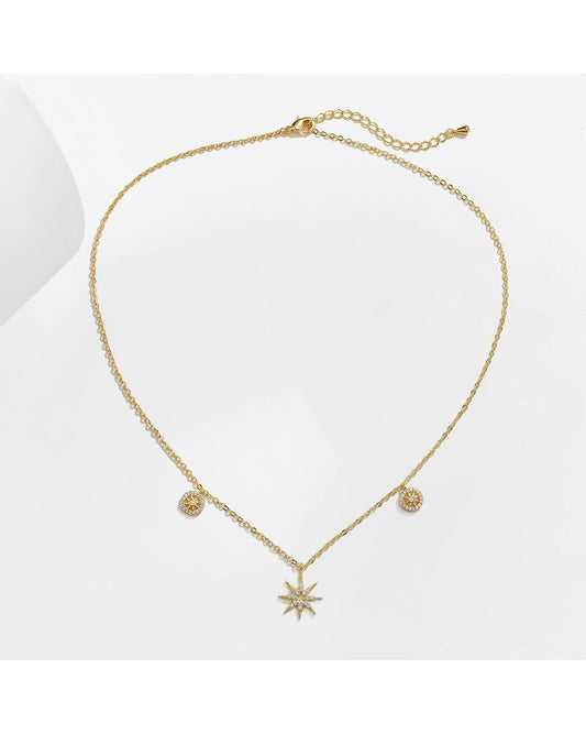 Compass And Star Necklace In Gold