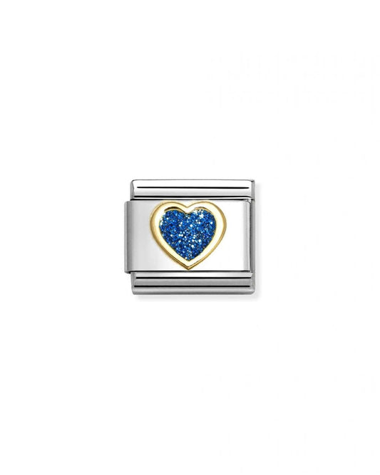 Composable Classic Link, Heart, Blue Glitter