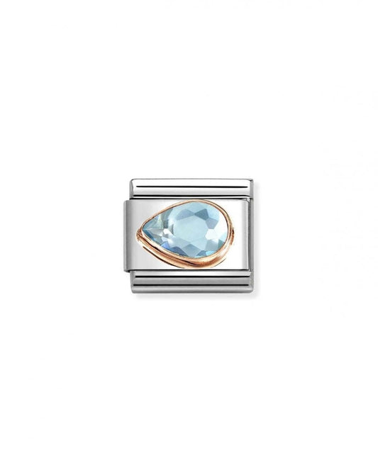 Composable Classic Link, Light Blue Stone Drop, Left