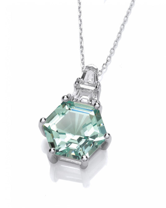 Silver & Mint Cubic Zirconia Deco Hex Necklace