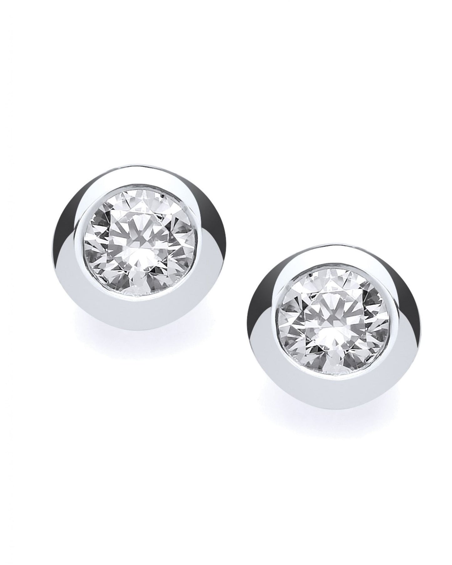 Silver Open Cubic Zirconia Solitaire Earrings (4mm) 1/4Ct