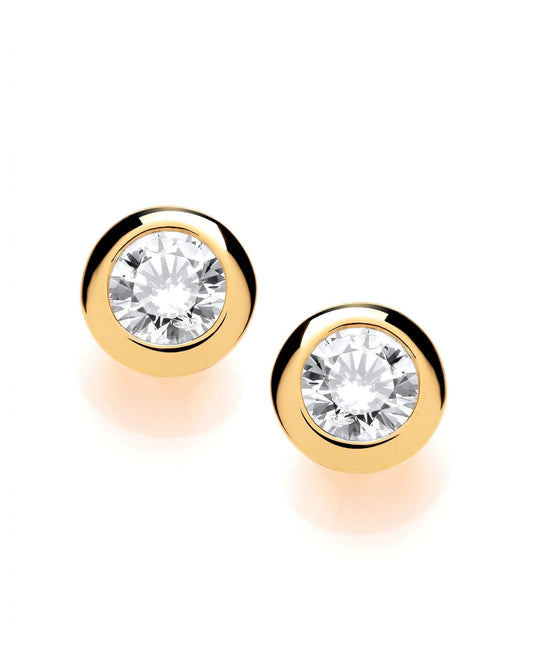 Gold Plated Cubic Zirconia Solitaire Earrings (4mm) 1/4Ct