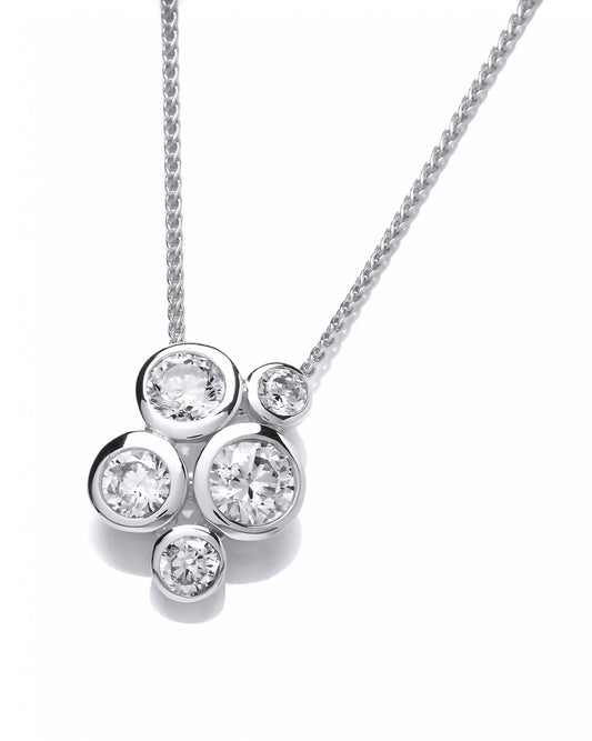 Sterling Silver Cubic Zirconia Bubble Cluster Pendant without Chain