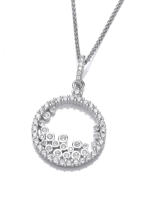 Silver & Tumbling Cubic Zirconia Pendant without Chain