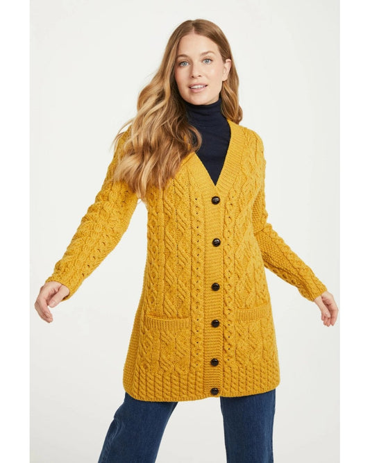 Glebe Aran Long Line Cardigan